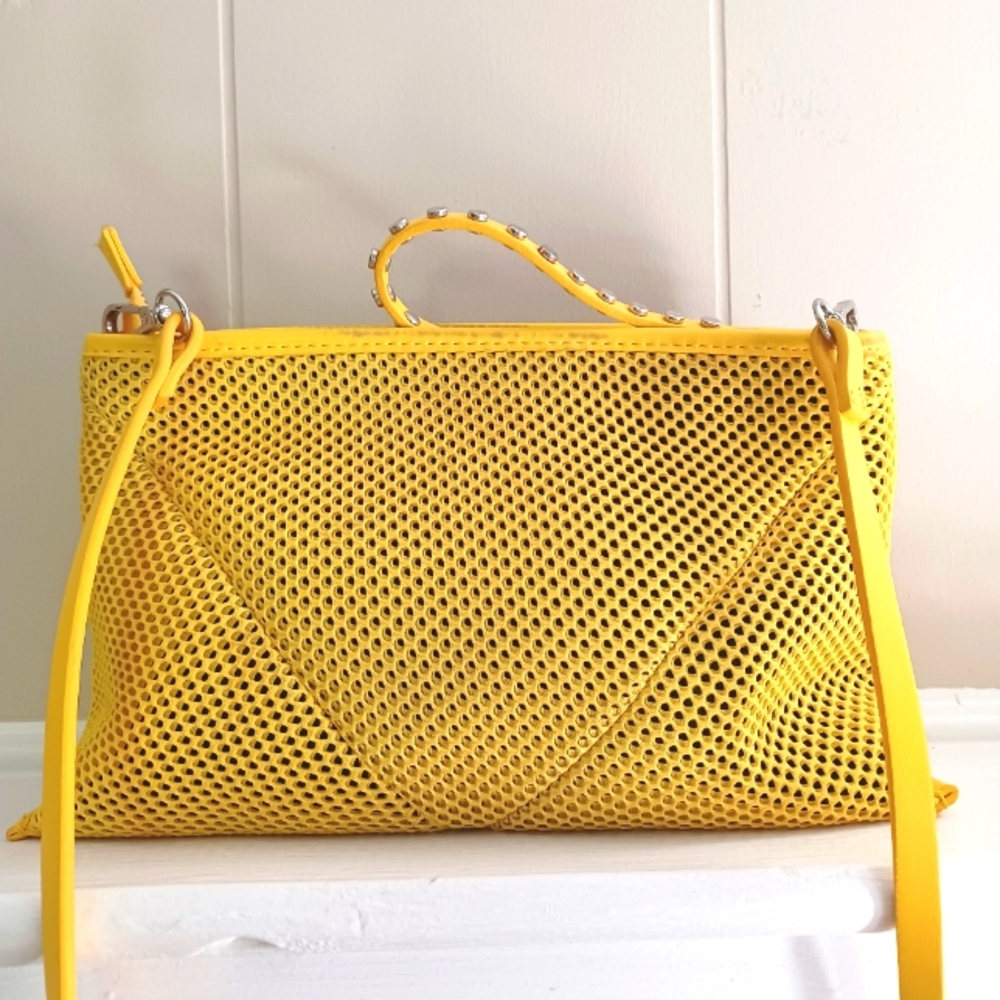 Zara Yellow Mesh Crossbody Bag